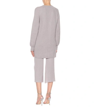 Shop Ryan Roche Ribbed Cashmere Cardigan In Grey