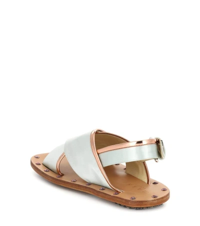 Shop Marni Leather Sandals In Green