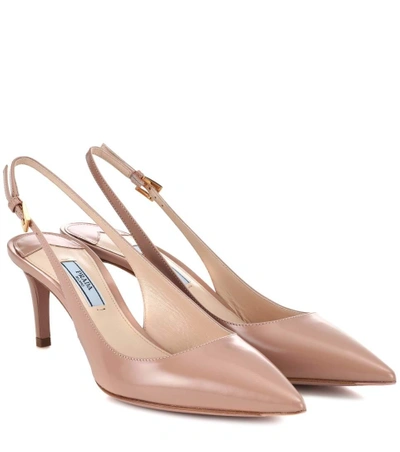 Shop Prada Leather Slingback Pumps In Pink