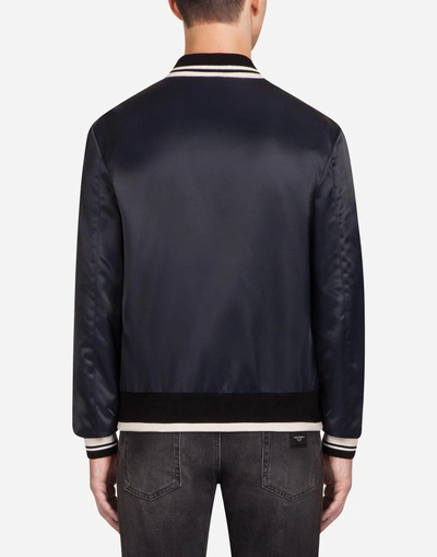 Shop Dolce & Gabbana Nylon Bomber Jacket With Patches In Black