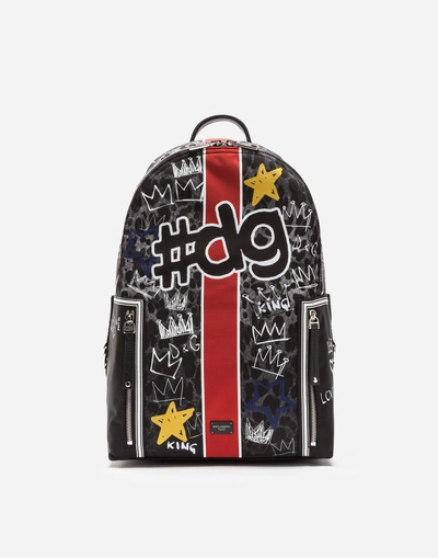 Shop Dolce & Gabbana Printed Nylon Vulcano Backpack In Multicolor