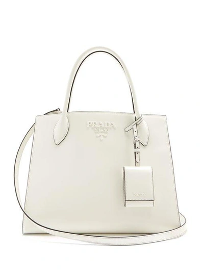 Prada Small Monochrome Saffiano Leather Bag In White