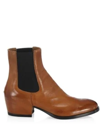 Shop Givenchy Leather Elasticized Boots In Brown