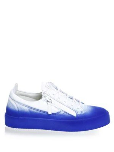 Shop Giuseppe Zanotti Two-tone Leather Sneakers In Blue White