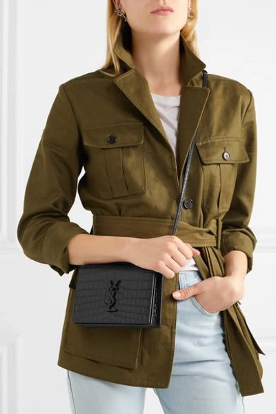 Shop Saint Laurent Monogramme Kate Toy Croc-effect Leather Shoulder Bag