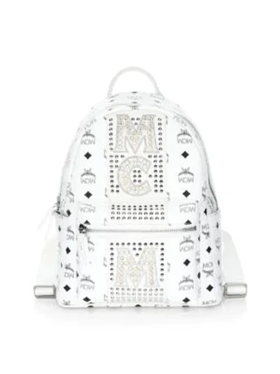 Shop Mcm Stark Stripe Stud Visetos Backpack In White