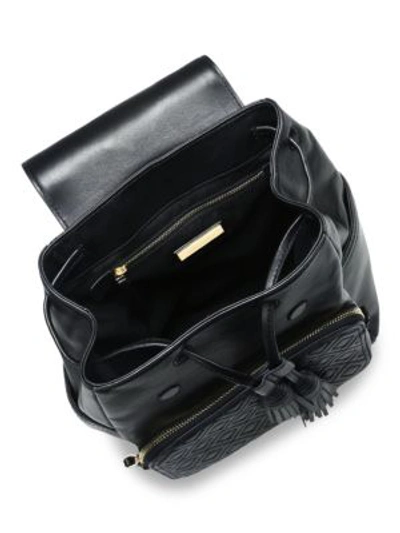 Shop Tory Burch Fleming Leather Backpack In Black