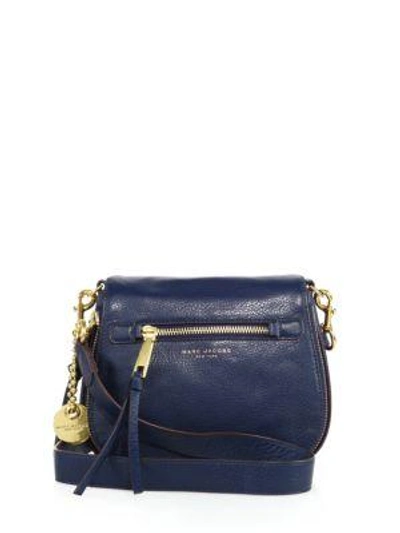 Shop Marc Jacobs Recruit Small Leather Saddle Crossbody Bag In Vintage Blue