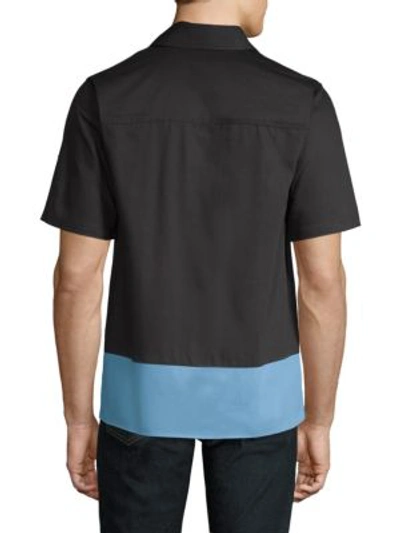Shop Ami Alexandre Mattiussi Short-sleeve Camp Shirt In Black Blue