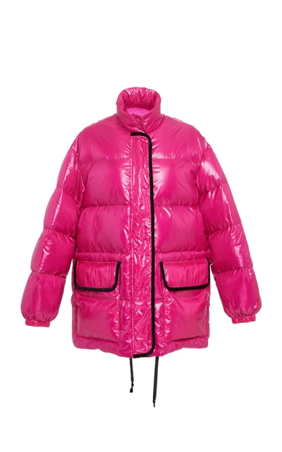 Shop Red Valentino High Neck Puffer Coat In Pink