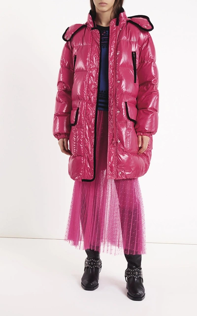 Shop Red Valentino Contrast Trim Puffer Coat In Pink