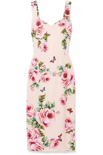 Shop Dolce & Gabbana Floral-print Cady Midi Dress In It44