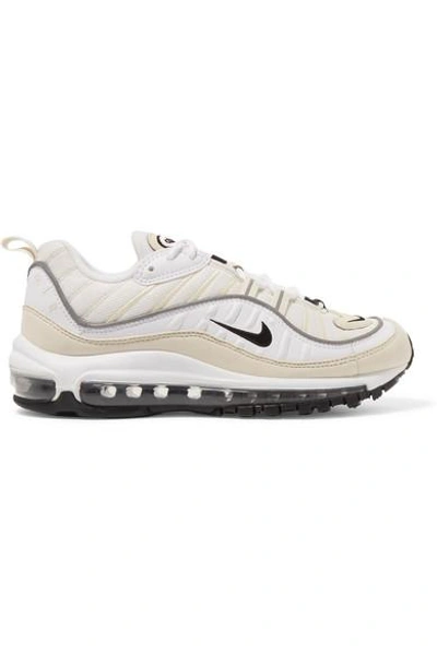 Shop Nike Air Max 98 Leather And Nubuck-trimmed Mesh Sneakers In White