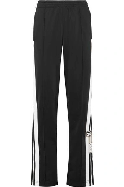 Shop Adidas Originals Striped Satin-jersey Track Pants In Black