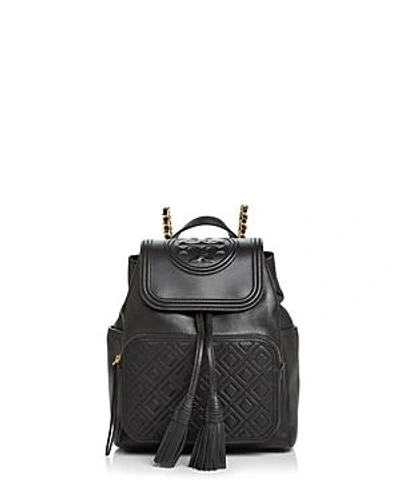 Shop Tory Burch Fleming Leather Backpack In Black/gold
