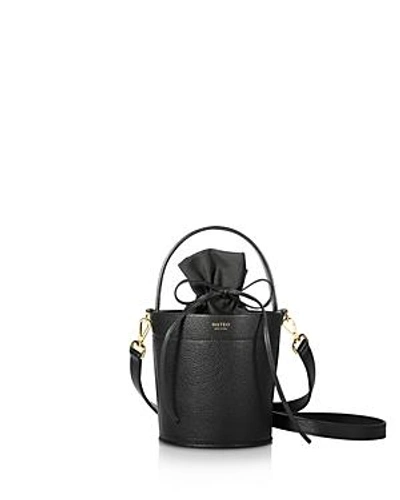 Shop Mateo Madeline Leather Bucket Bag In Noir Black/gold