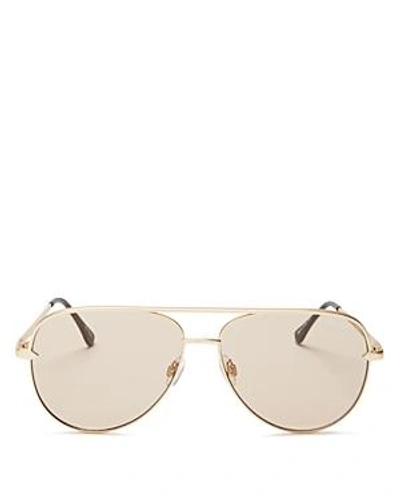 Shop Quay Xdesi Sahara Aviator Sunglasses, 58mm In Gold/taupe