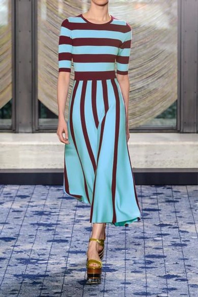 Shop Gabriela Hearst Capote Striped Wool-blend Midi Dress In Blue
