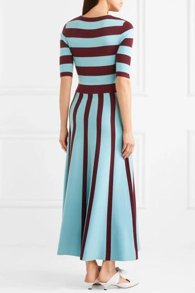 Shop Gabriela Hearst Capote Striped Wool-blend Midi Dress In Blue