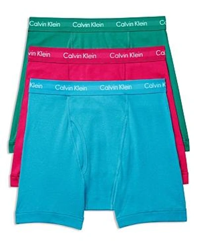Shop Calvin Klein Classic Boxer Briefs, Pack Of 3 In Turquoise/red/green
