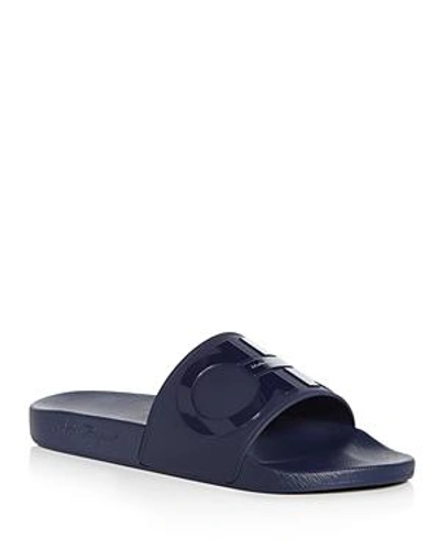 Shop Ferragamo Men's Slide Sandals In Indigo