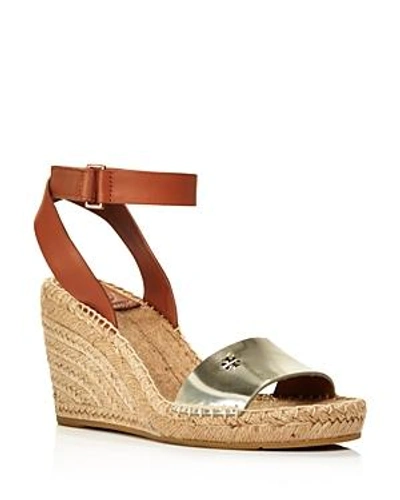 Shop Tory Burch Women's Bima Espadrille Platform Wedge Sandals In Spark Gold