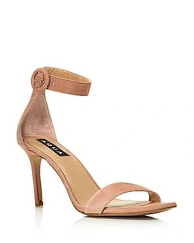 Shop Aqua Women's Seven Suede High-heel Ankle Strap Sandals - 100% Exclusive In Blush