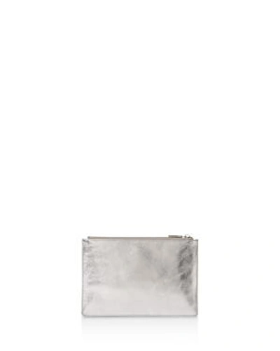 Shop Whistles Metallic Small Leather Clutch In Silver/silver