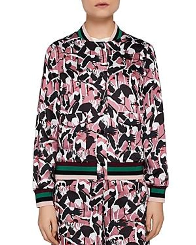 Shop Ted Baker Colour By Numbers Oosel Printed Bomber Jacket In Dusky Pink