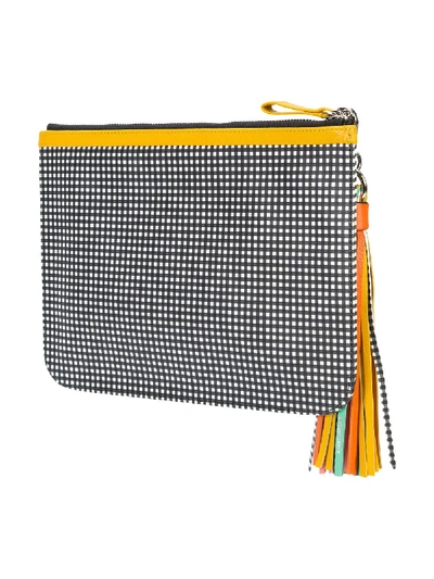 Shop Pierre Hardy Checkered Print Pouch Clutch Bag With Tassel Detail