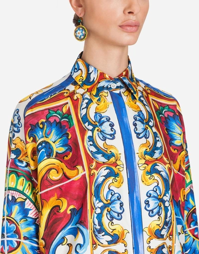 Shop Dolce & Gabbana Printed Silk Shirt In Red