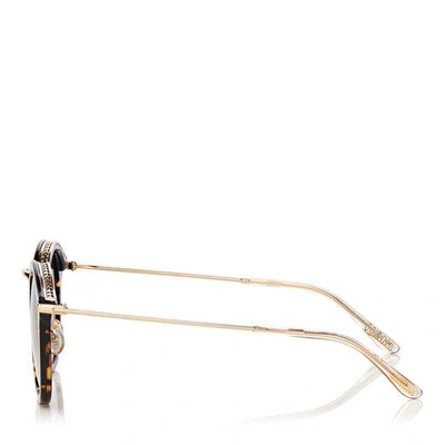 Shop Jimmy Choo Bobby Dark Havana Round Frame Sunglasses With Gold Mirror Lenses In Ejl Brown Gold