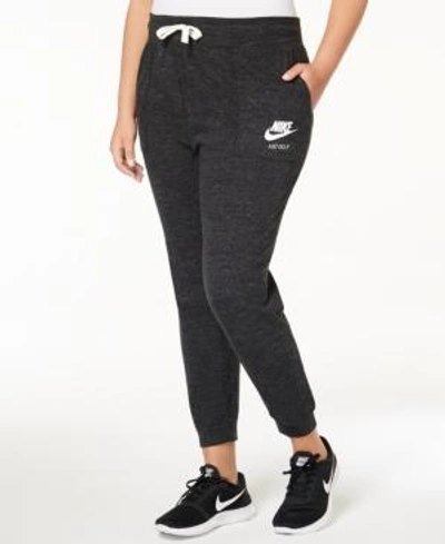 Shop Nike Plus Size Sportswear Gym Vintage Pants In Black/sail