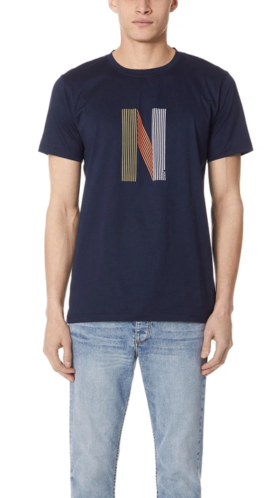 Shop Norse Projects Niels Logo Tee In Dark Navy