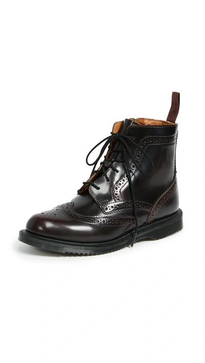 Shop Dr. Martens Delphine 8 Eye Brogue Boots In Cherry Red