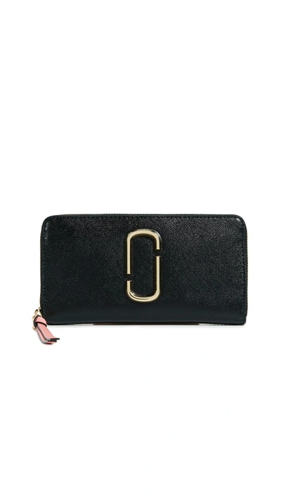Shop Marc Jacobs Snapshot Standard Continental Wallet In Black Rose Multi