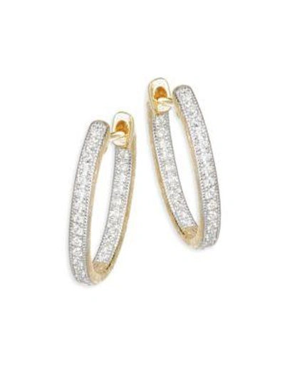 Shop Jude Frances Lisse Diamond Small Oval Hoop Earring In Yellow Gold