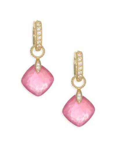 Shop Jude Frances Lisse Diamond Mother-of-pearl Drop Earring Charms In Yellow Gold