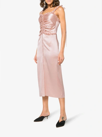 Shop Magda Butrym Silk Puebla Dress In Pink&purple