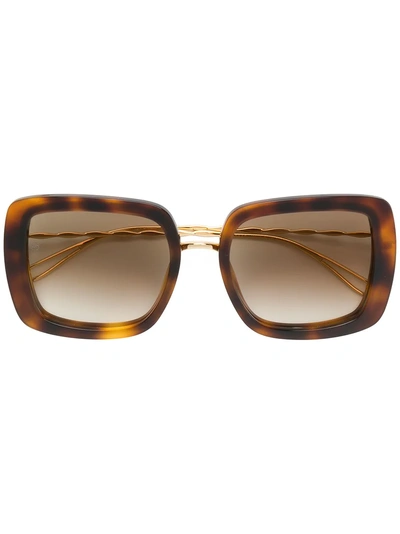 Shop Elie Saab Tortoiseshell Square Sunglasses - Brown