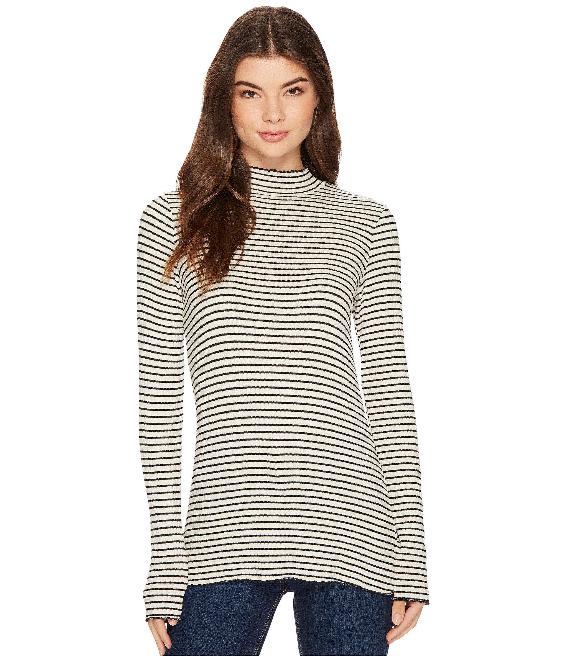 striped long sleeve mock neck