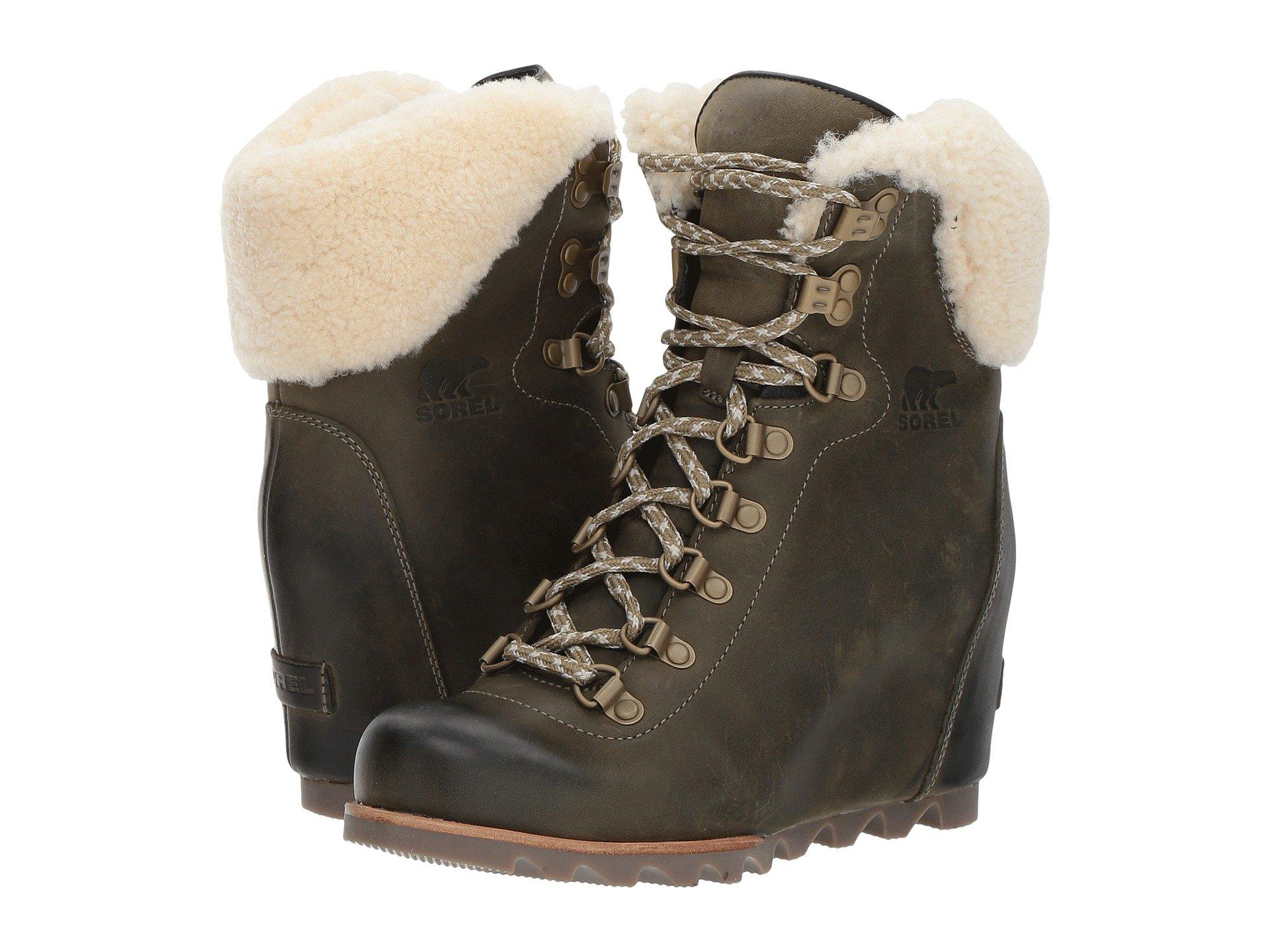 sorel conquest shearling wedge