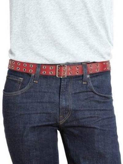 Shop Valentino Garavani Leather Grommet Belt In Red