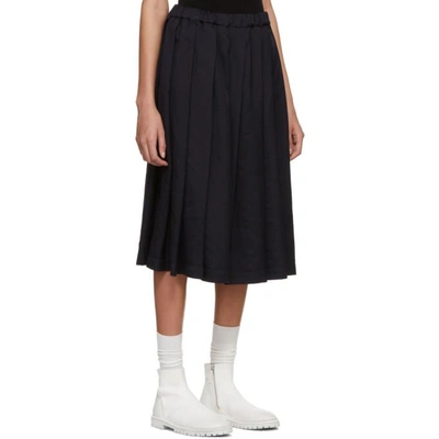 Shop Comme Des Garcons Girl Navy Crinkle Skirt In 2 Navy