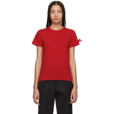 Shop Comme Des Garcons Girl Red Bow Sleeve T-shirt In 2 Red