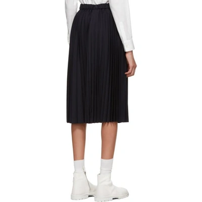 Shop Comme Des Garcons Girl Navy Pleated Wool Skirt