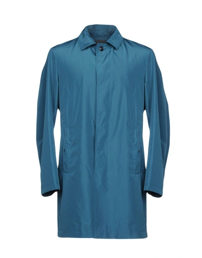 Shop Pal Zileri Man Overcoat Deep Jade Size 44 Polyester, Lambskin In Green