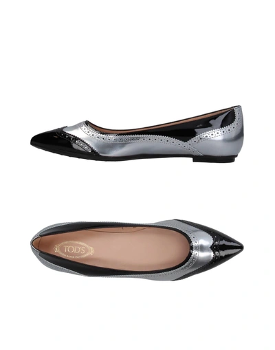 Shop Tod's Ballet Flats In Silver
