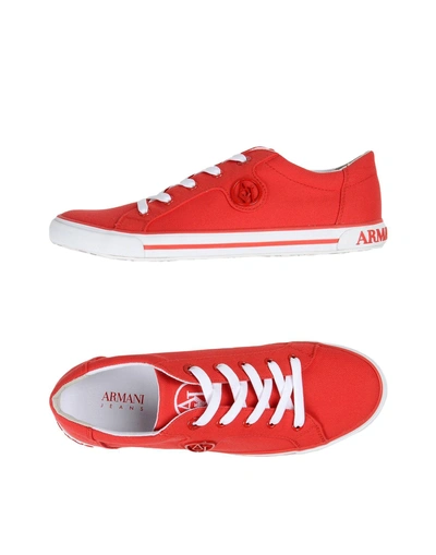 Armani Jeans Sneakers In Red | ModeSens