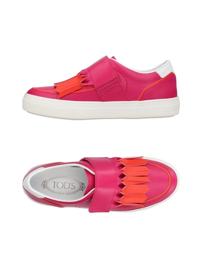 Shop Tod's Woman Sneakers Fuchsia Size 4.5 Leather In Pink